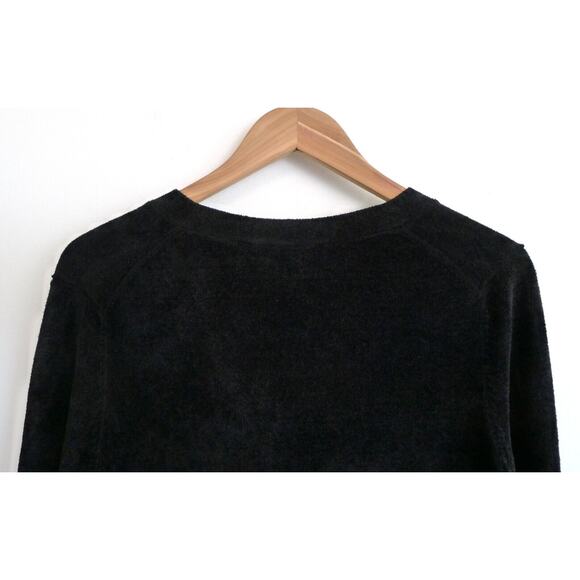 THEORY Black Velvet Rib Knit V-Neck Cardigan Sweater Top Net-A-Porter S $295 - Picture 9 of 12
